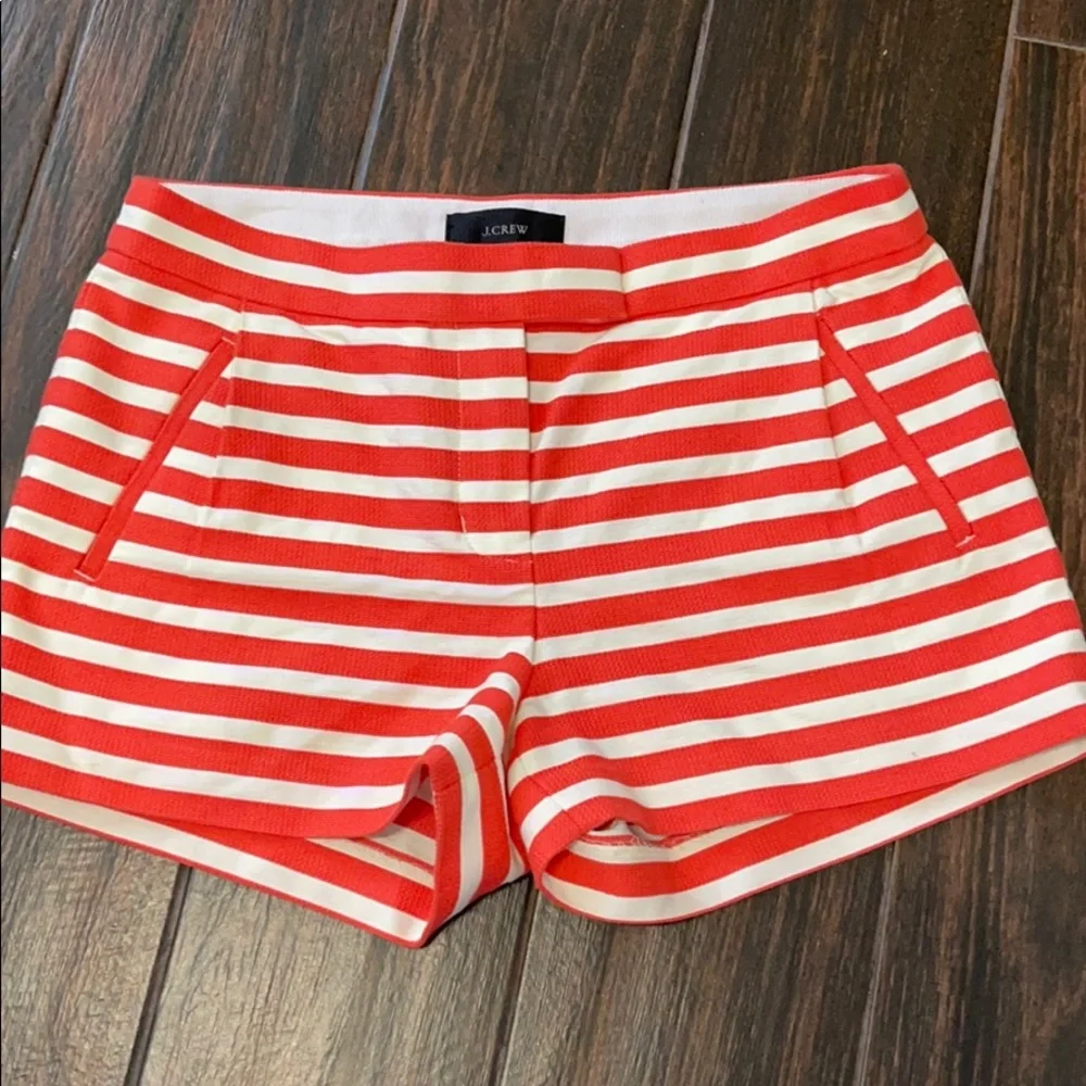J. Crew Orange and White Stripe Women's Shorts